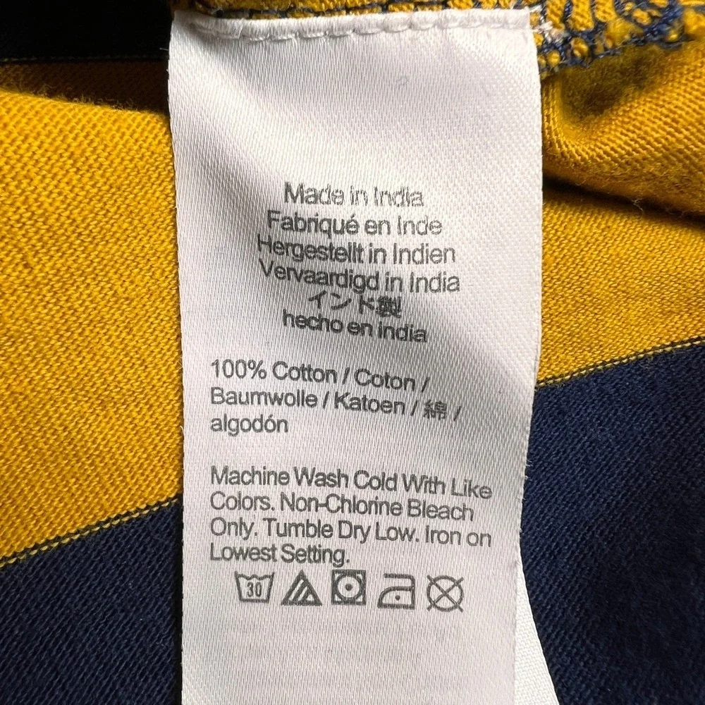 J.Crew Rugby‎ Shirt Striped Long Sleeve Men Small Navy Yellow Preppy College